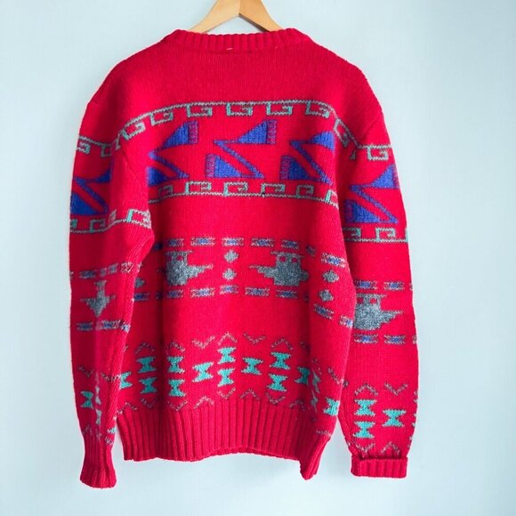 Vintage Chaps Ralph Lauren Shetland Wool Southwestern Print Sweater XL - Picture 6 of 6